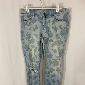 C Wonder Distressed Floral Skinny Jeans